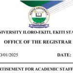 JOB ALERT! VENITE UNIVERSITY, ILORO EKITI IS RECRUITING FOR VARIOUS ACADEMIC POSITIONS – APPLY NOW!